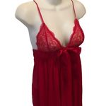 Victoria's Secret Victoria’s Secret Sexy Crinkle Baby Doll Slip Sz. M Red Lace Cups Bow Date Nite Photo 3