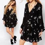 Free People  Black Jasmine Embroidered Long Sleeve Mini Dress 2 Photo 1