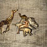 Wild Animal Brooches Giraffe Elephant Zebra Camel Antelope Zoo Silver Photo 1