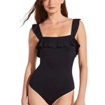 Eberjay NWOT Eberjey So Solid Jane Black Ruffled One-Piece Swimsuit size small Photo 0