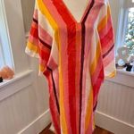 Do Everything In Love Colorful Bright Striped Poncho Swim Cover Up OSFM Photo 2