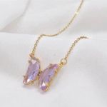 18K Gold Plated Purple Crystal Butterfly Pendant Necklace for Women Photo 0