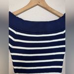 Caroline Constas New York Navy Blue White Striped Maxi Sweater Dress Small Photo 5