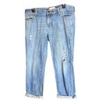 Old Navy  Boyfriend Blue Jeans Womens 14 Denim Distressed Cuffed Rips Casual Photo 1
