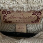 Abercrombie & Fitch VTG Y2K Cable Knit Hoodie Hooded Sweater Cream Medium Photo 2