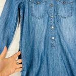 White House | Black Market Denim Shirt Dress Long Sleeve Pockets, Size 00 Oversize Photo 5