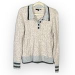 Central Park West RTR Bobbie Polo Sweater Women's Medium Beige Gray Long Sleeve Photo 2