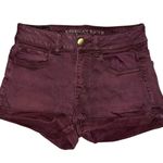 American Eagle  Outfitters Super Stretch Hi-Rise Shortie Maroon Denim Shorts sz 2 Photo 0