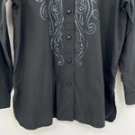 Bob Mackie  Wearable Art Black Long Sleeve Button Up‎ Sequin Design Size Small Photo 2
