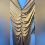 Veronica Beard  Gilbert Ruched Asymmetrical Midi Dress Antique Gold‎ Size 2 Photo 5