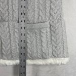 Talbots  Sweater Vest Faux Fur Trim Cable‎ Knit Pockets Gray Womens Size L Photo 2