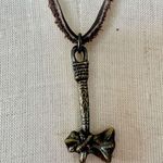 Tomahawk ax pendant necklace on cord Brown Photo 0