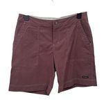 Athleta Trekkie Hiking Shorts Womens 4 Brown Nylon Cinch Waist Pockets 9" Inseam Photo 0