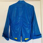 dianaira Royal Blue Perforated Floral Pattern Lambskin Leather Blazer Jacket Size M Photo 6