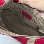 Furla  Vintage‎ Canvas And Hot Pink with Silver Snake Embossed Shoulder Strap Bag Photo 10