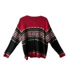 Vintage fair isle button up front sweater cardigan. Size Large Red Photo 1