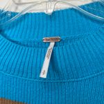 Free People  Blue Striped Oversized Knit Sweater Pullover Long Sleeve Sz Small Photo 9