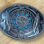 Buffalo Nickel Turquoise Silver Plated Belt Buckle Western Cowboy Cowgirl Photo 0