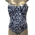 Glam rocks one piece graffiti print bodysuit with padded cups Size XL New Black Photo 9