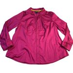 Lane Bryant  Shirt Size‎ 20 Hot Pink Button Up Long Sleeve Stretch Cotton Blouse Photo 2