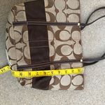 Coach Y2K Tote Shoulder Hand Bag Purse Signature Monogram Brown 11098 Canvas Legacy Striped Colorful Lining Photo 5