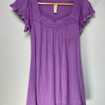 Kische Purple Top Eyelet Short Sleeve Tunic Spring Cottage Coquette Girl Blouse Photo 0