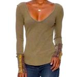 Free People  we the free art school cuff olive green thermal boho spring M Photo 0