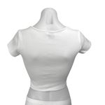 Princess Polly White Ribbed Knit Short Sleeve Crew Neck T Shirt Tee Crop Top 4 Photo 1