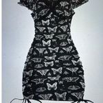 Kelsey Wilson Studio Fairycore Butterfly Print Drawstring Ruched Dress M NWT Black Size M Photo 0