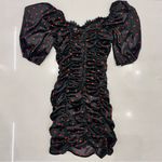 For Love & Lemons Melrose Polka Dot Dress Black Red Ruched Satin Blogger Fave Photo 5