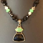 BARSE Green Jade Black Onyx Rutilated Quartz Semi Precious Gemstone Necklace Photo 3