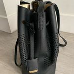 Kenneth Cole  Vintage Black Perforated Drawstring Bucket Bag Shoulder Purse Photo 9
