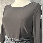 Adrianna Papell Black Fit & Flare Dress 4 Taffeta Midi Bow Waist Rhinestone Photo 3