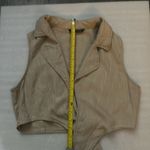 SheIn  Lapel Collar Knot Front Crop Top L Linen Summer Casual Coconut Girl Vacay Photo 8