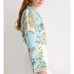 Derek Lam Blue Floral Button Up Shirt Size 10 Challis Vacation Designer $300 Photo 1