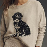 Anthropologie  Maeve Best In Show Dog Sweatshirt Size XS Grey Preppy Quirky Photo 0