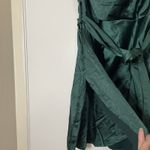 Selfie Leslie NEW! Bebe Satin Cowl Neck Wrap belted mini Dress Forest Green Smal Photo 4