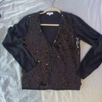 Joseph A  Cardigan Womens Size Small Black Button Front Sequin Long Sleeve Photo 0