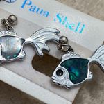 Vintage NOS Paua Shell Fish Pierced Earrings on Original Card New Store Stock Photo 5
