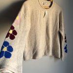 Madewell NEW  Belmore Floral-Sleeve Pullover Sweater in Coziest Textured Yarn Photo 4
