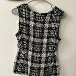 Theory  Sculpted Tweed Black Cream White Sleeveless Lined Zip Closure Blouse S Photo 6