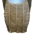Pretty Little Thing Taupe Mesh L/S Ruched Open Back Bodycon Dress EUC Size 10 Photo 7