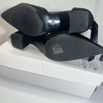 Closed Toe Pearl Heels Satin Wedding with Bow Chunky Block Heels Prom Evening Black Size 8 Photo 4