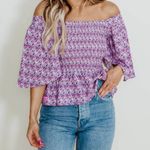 Simply Southern NEW Top Plus Size XL Tropical Paisley Pink and Purple Photo 0