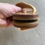 Joie  Size 37 Two Strap Leather Flat Slide Sandal Cream/Brown Neutral Photo 7