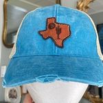 Texas Baseball Hat Leather Patch Distressed Blue Trucker Hat State Outline Adams Photo 0