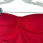 La Blanca Ruched Bandeau Tankini Swimsuit Top Red Summer Vacation Beach Womens 6 Photo 1