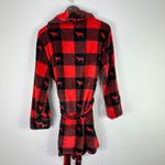 PINK - Victoria's Secret  Robe ML Red Buffalo Plaid Dog Logo Cozy Y2K Cabincore Photo 5
