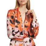 Tanya Taylor Canyon Tie-Neck Blouse Watercolor Poppy Print Size XS Photo 2