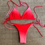 Womens Ombre Hot Light Pink Triangle Bikini High Waisted Medium NWOT Photo 0